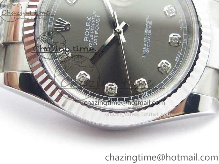 MiroTime 0105 GoodFit DateJust 41mm 126334 Noob 1:1 Best Edition Fluted Bezel Gray Diam Dial On SS Oyster Bracelet A 3585